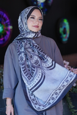 Geometrik Desen Siyah Soft Pamuk Şal - 2