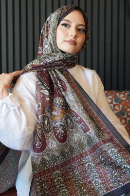 Karma Motif Desen Bordo Soft Pamuk Şal - 1