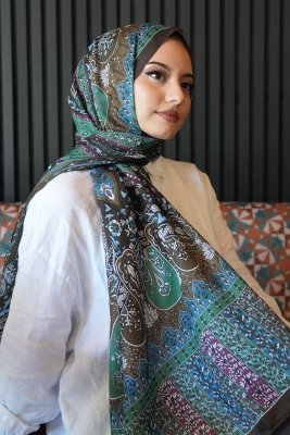 Karma Motif Desen Haki Soft Pamuk Şal - 2