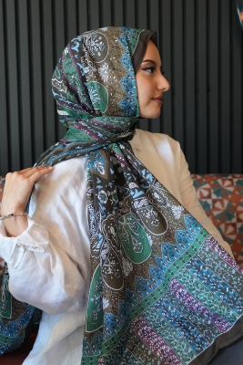 Karma Motif Desen Haki Soft Pamuk Şal - 3