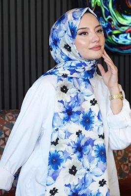 Lavanta Desen Lila Soft Pamuk Şal - 1