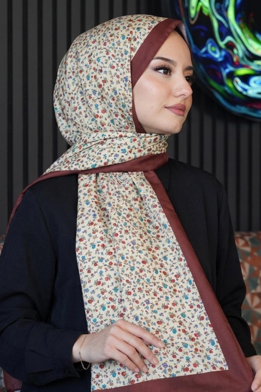 Mini Bahar Desen Nar Çiçeği Soft Pamuk Şal - 1