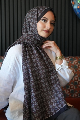 Mozaik Desen Bordo Soft Pamuk Şal - 3