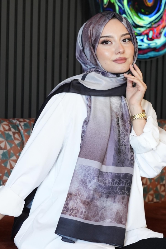 Mozaik Desen Gül Kurusu Soft Pamuk Şal - 1