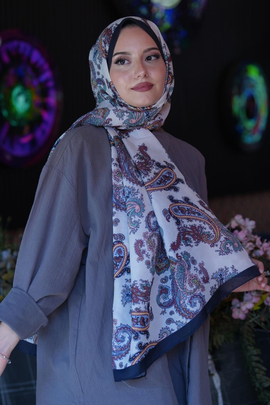 Paisley Desen Bej Soft Pamuk Şal - 1