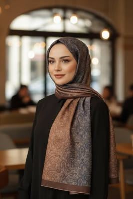 Paisley Desen Bronz Kahve Soft Pamuk Şal - Afvente