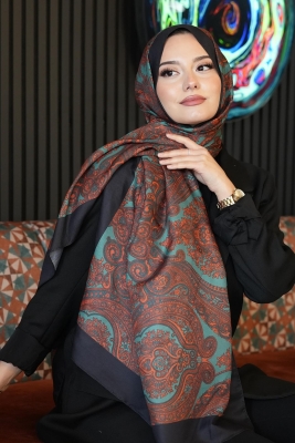 Paisley Desen Zümrüt Soft Pamuk Şal - 3