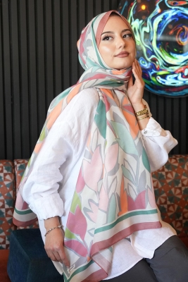 Yaprak Desen Gül Kurusu Soft Pamuk Şal - Afvente