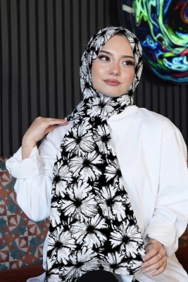 Zerafet Desen Beyaz Soft Pamuk Şal - 1