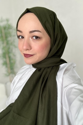 Haki Kraş Pamuk Şal - Afvente