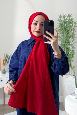 Kırmızı Kraş Pamuk Şal - Afvente