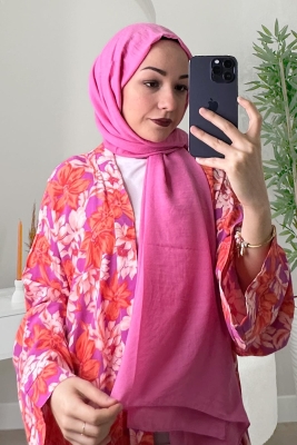 Pembe Kraş Pamuk Şal - Afvente